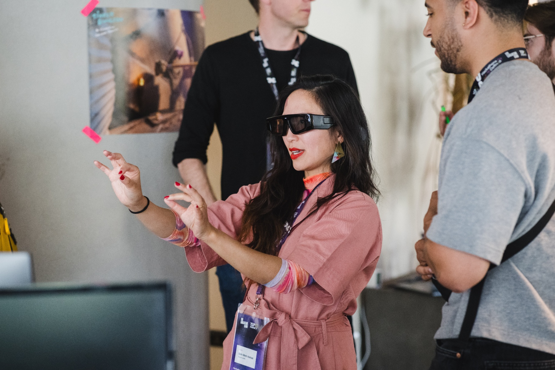 Attendee wearing AR glasses