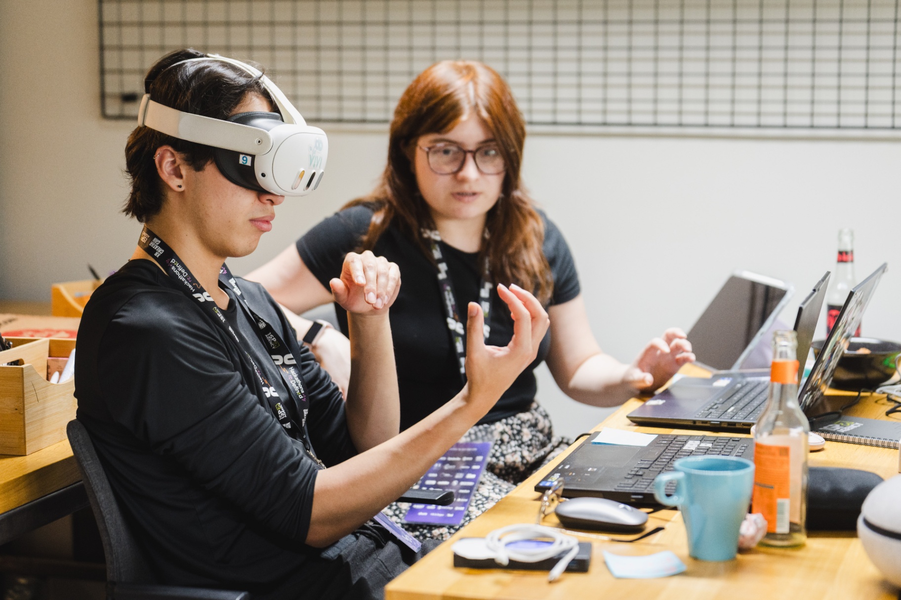 Builder testing a VR headset